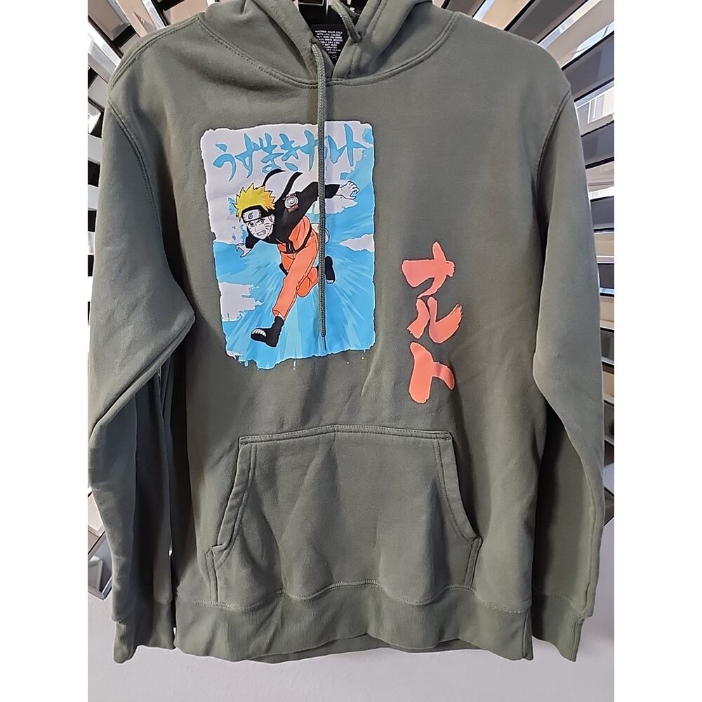Naruto Shippuden Collection Green Hoodie Mens Size Medium 38-40 Anime Graphic
